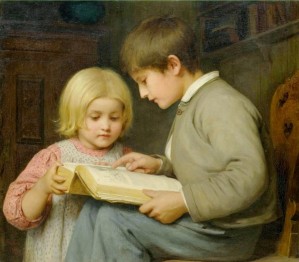 Two brothes reading